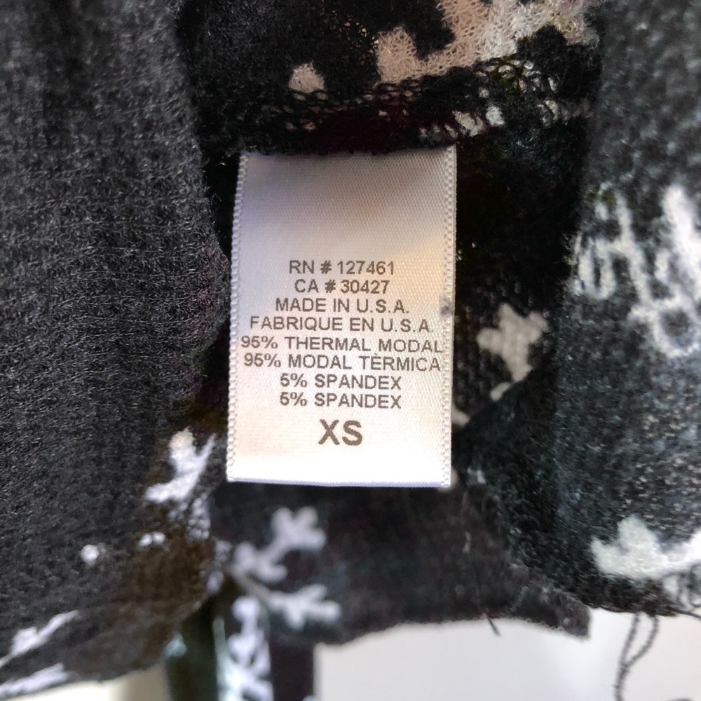 Wildfox Black Snowflake Pattern Thermal Shirt Top - image 7